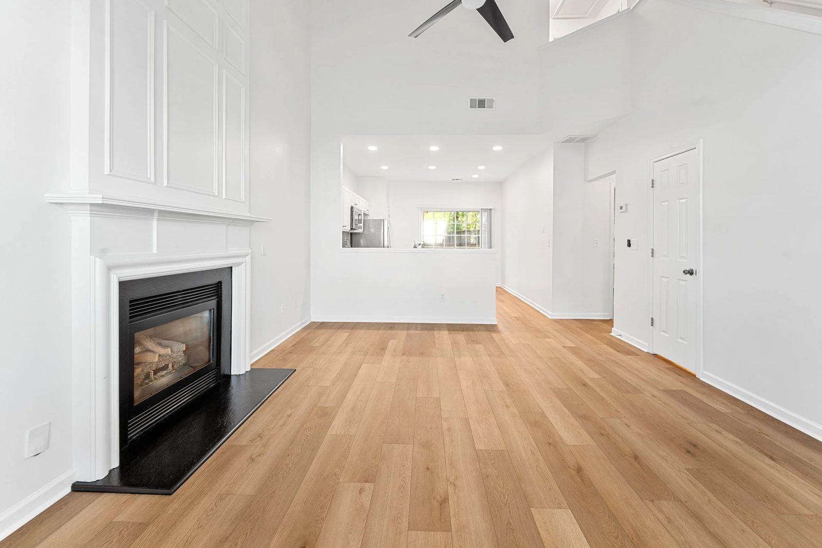A bright living room with fireplace